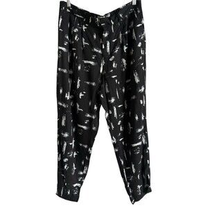Khakis by GAP Women’s Black White Lightweight Printed Pleated Pants Large NEW